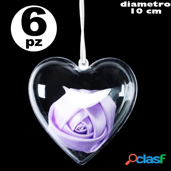 Trade Shop - 6x Cuore In Plastica Trasparente Apribile Da