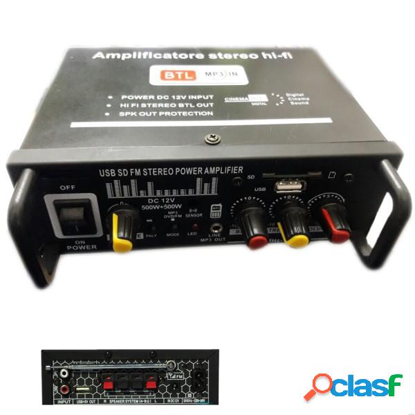 Trade Shop - Amplificatore Audio 12v 220v Usb Sd Mp3 Radio