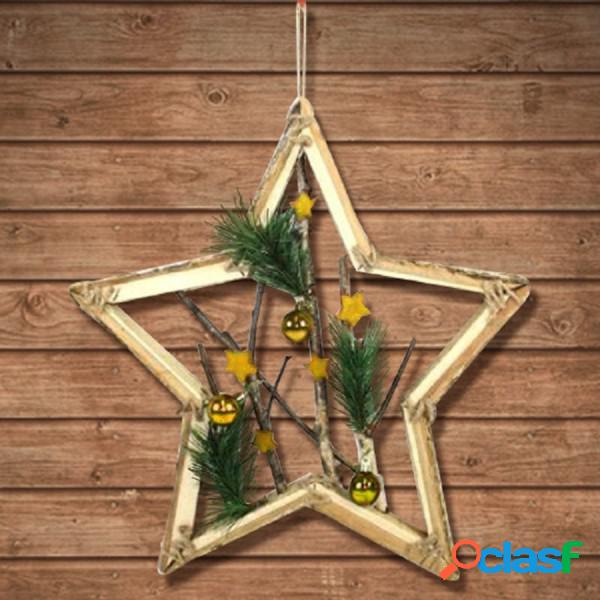 Trade Shop - Appendino Forma Stella In Legno Rami E Palline