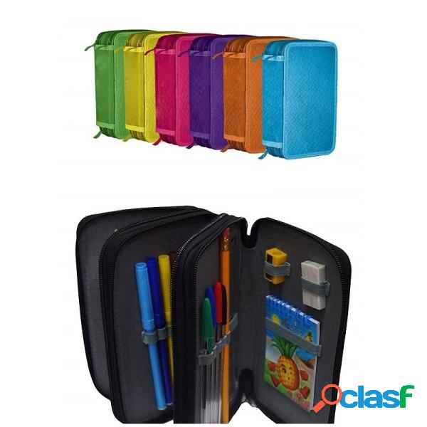 Trade Shop - Astuccio Colorato 3 Zip Scomparto Accessoriato