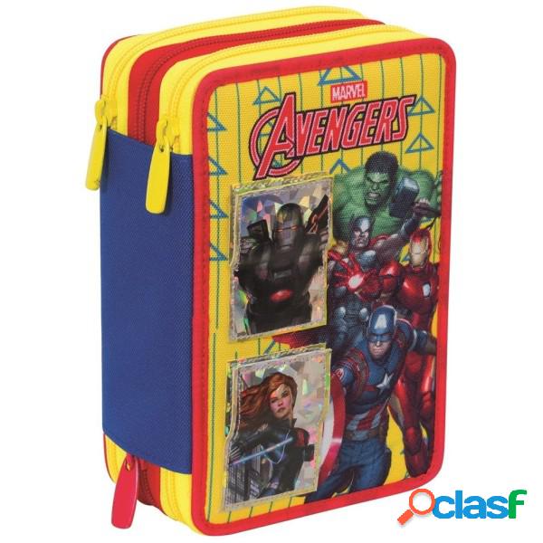 Trade Shop - Astuccio Completo 3 Zip Avengers Accessoriato