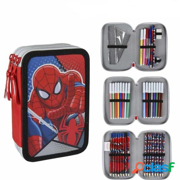 Trade Shop - Astuccio Triplo Spiderman 3 Zip Completo