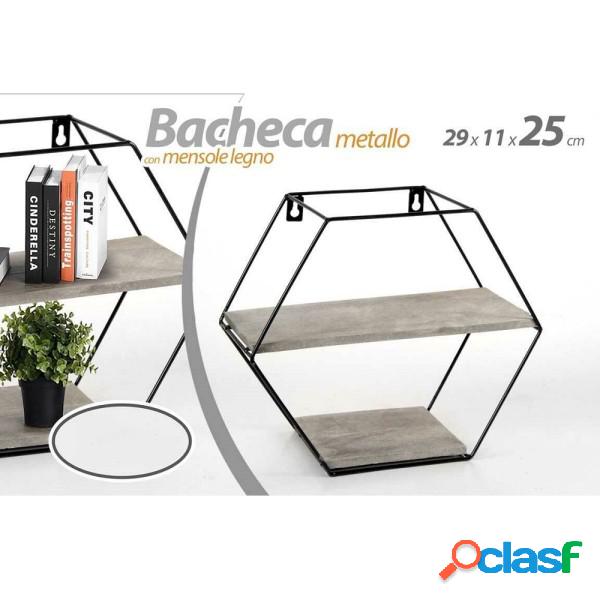 Trade Shop - Bacheca Porta Oggetti Metallo Esagonale Parete