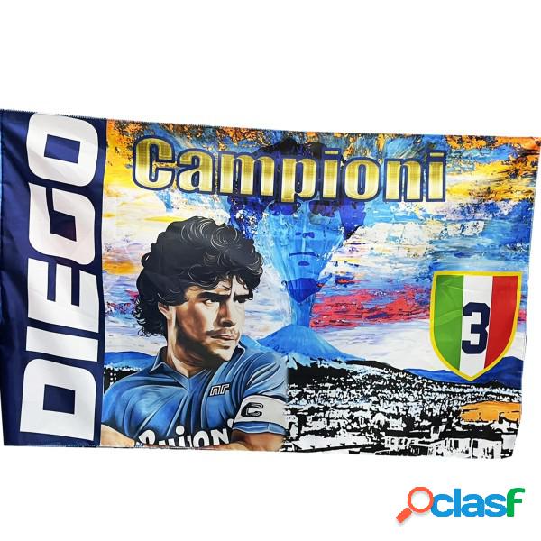 Trade Shop - Bandiera Forza Napoli 3 Scudetto Diego Maradona