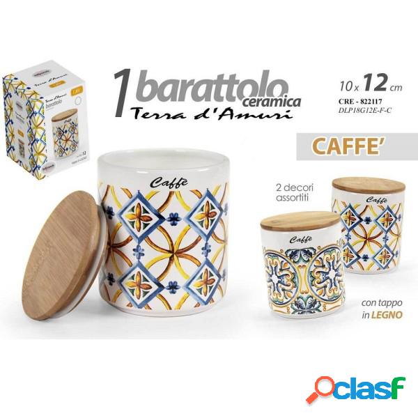Trade Shop - Barattolo Ceramica Caffè Tappo Legno Ermetico