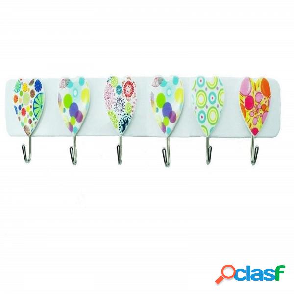 Trade Shop - Barra 6 Ganci Acciaio Cuore Adesiva Appendini