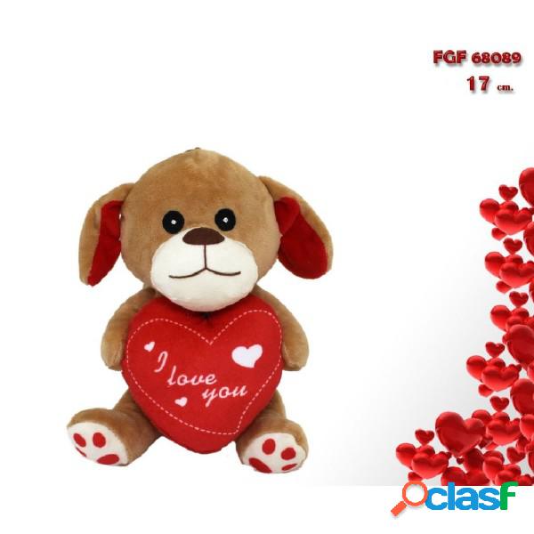 Trade Shop - Cane In Peluche Cagnolino Con Cuore I Love You