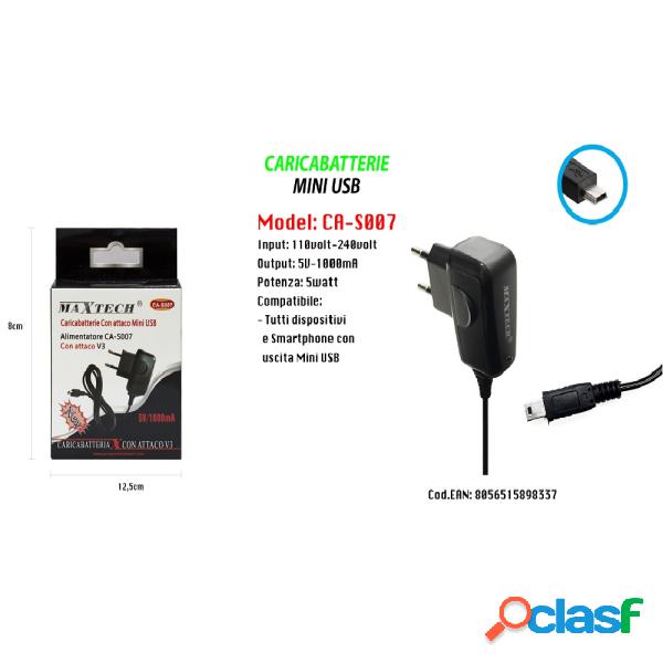 Trade Shop - Caricabatterie Con Attacco Mini Usb V3 Per