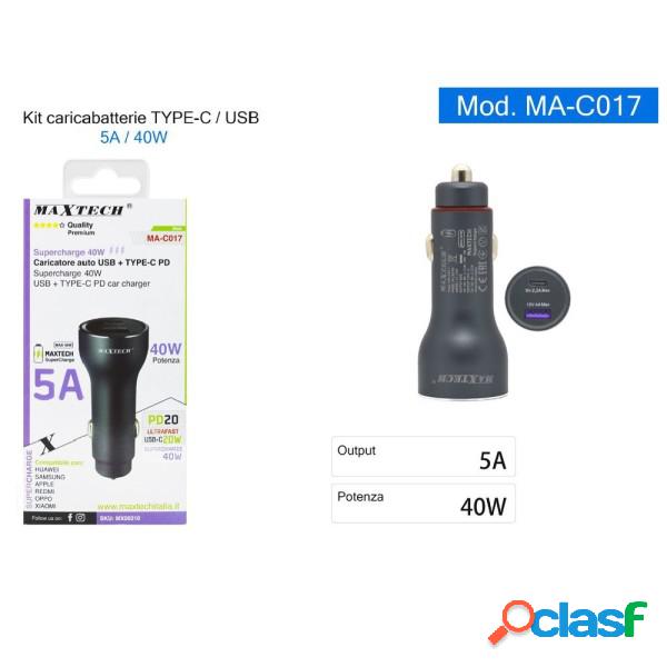 Trade Shop - Caricatore Caricabatteria Per Auto Usb / Type-c
