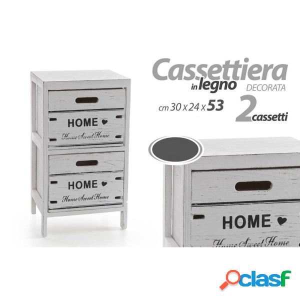 Trade Shop - Cassettiera Comodino Home 2 Cassetti Legno