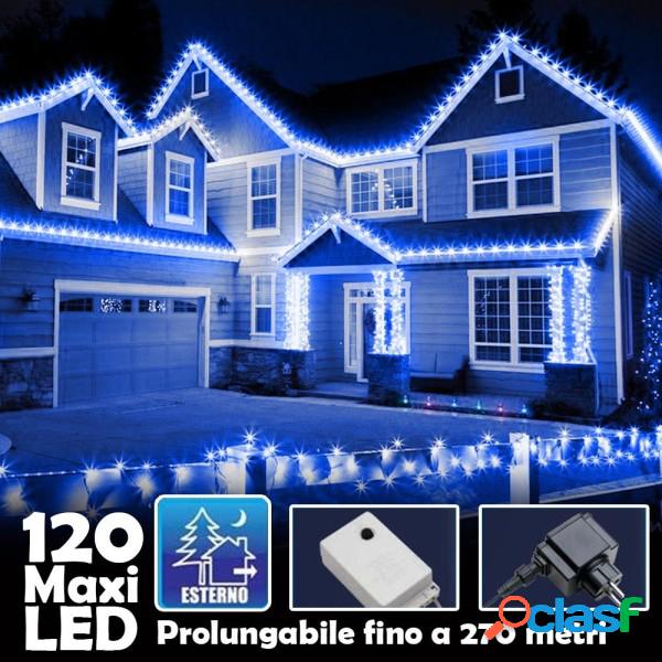 Trade Shop - Catena Luminosa Natalizia 120 Led Luce Blu Con