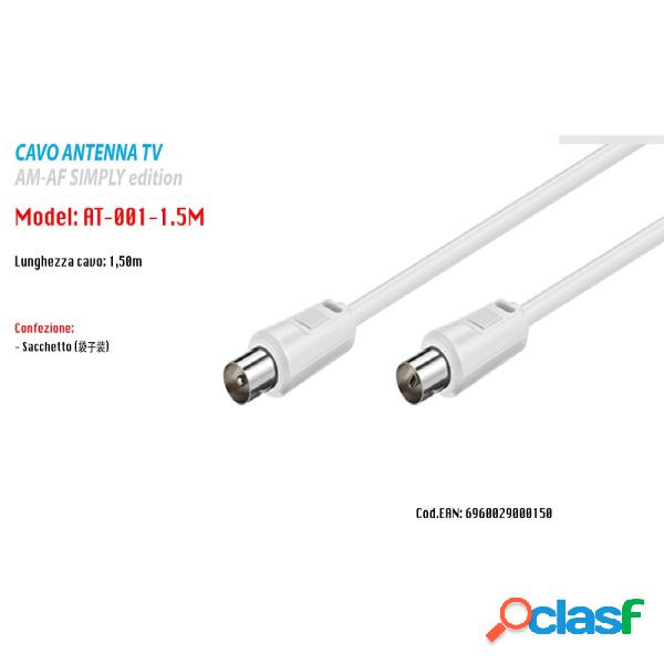 Trade Shop - Cavo 1,5 Metri Antenna Tv Maschio/femmina
