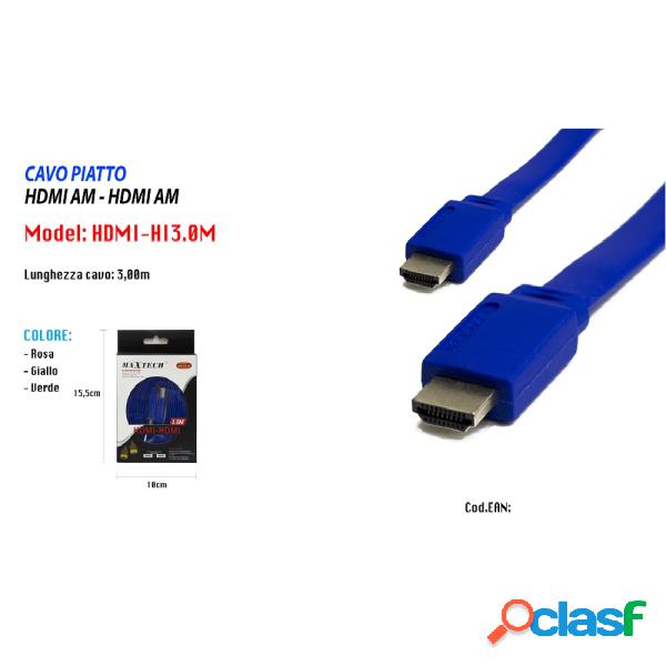 Trade Shop - Cavo Piatto Hdmi Am - Hdmi Am Full Hd 3 Metri