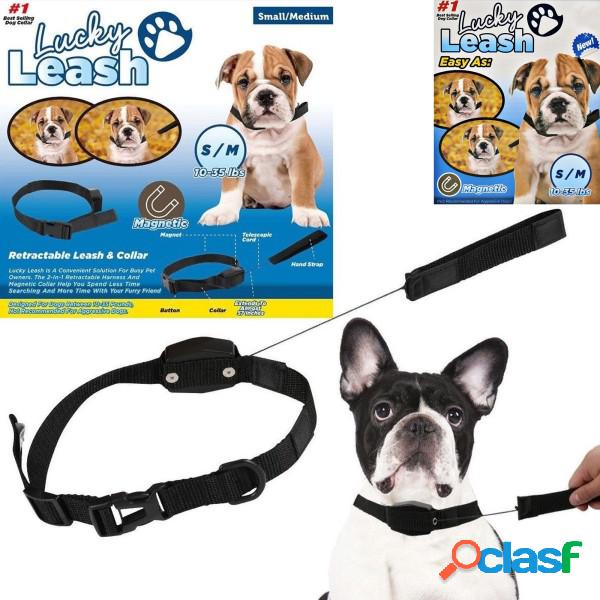 Trade Shop - Collare Guinzaglio Retraibile 2 In 1 Per Cane