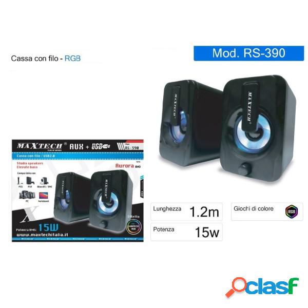 Trade Shop - Coppia Casse Speaker Wired 15w Luce Rgb