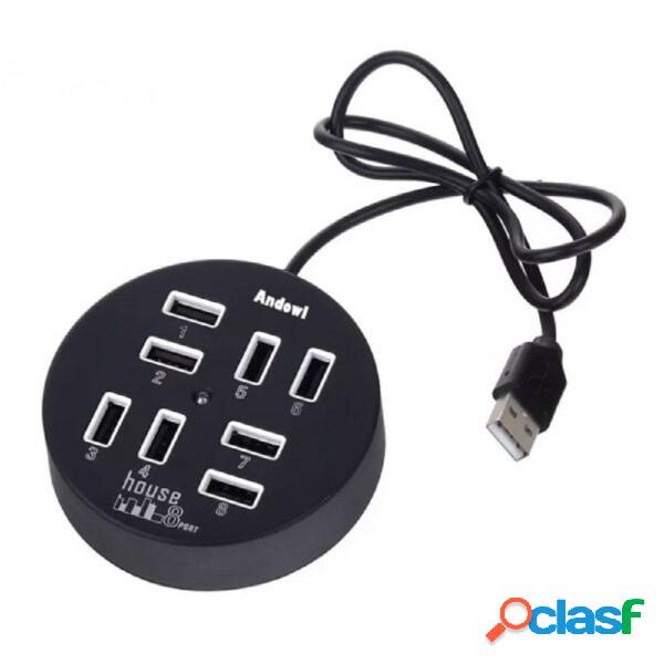 Trade Shop - Hub Usb 2.0 Hi-speed 8 Porte Con Cavo Da 60 Cm