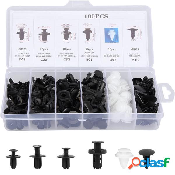 Trade Shop - Kit 100pz Rivetti In Plastica Clip Viti Per