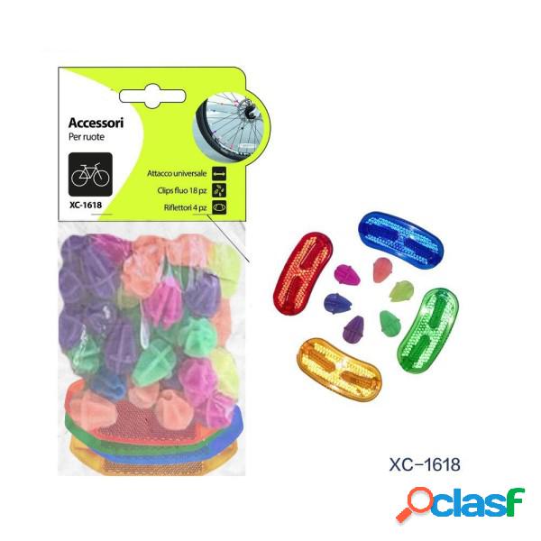 Trade Shop - Kit 18 Pz Clips Fluo + 4 Pz Riflettori