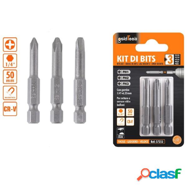 Trade Shop - Kit Di Bits 3pz Bit Inserti Per Avvitatore 50mm