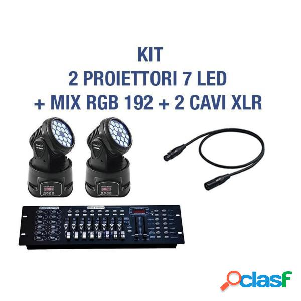 Trade Shop - Kit Proiettore Led Rgb Testa Mobile Rotante 7