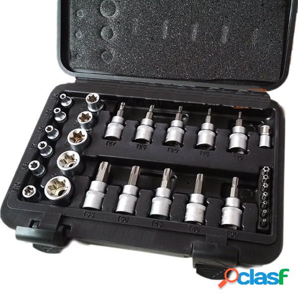 Trade Shop - Kit Set Inserti Chiavi Bussole Torx Hex 29 Pz