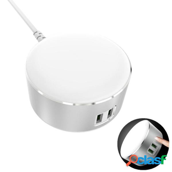 Trade Shop - Lampada Led Touch Con Caricabatterie 2 Porte