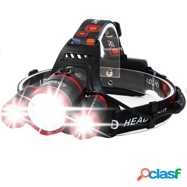Trade Shop - Lampada Torcia Frontale Led Ricaricabile 3 Led