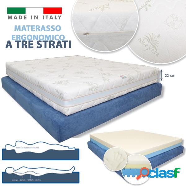 Trade Shop - Materasso Ergonomico A 3 Strati Alto 22 Cm Foam