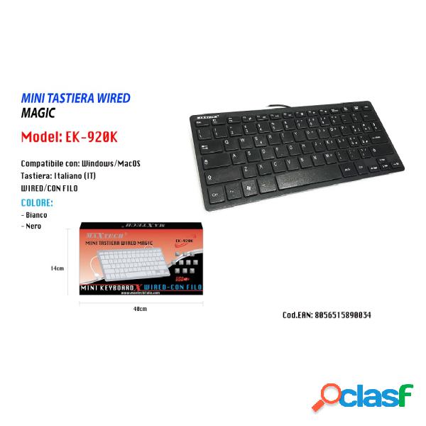 Trade Shop - Mini Tastiera Con Filo Keyboard Per Portatile