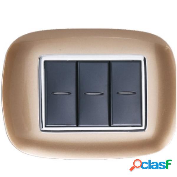 Trade Shop - Placca Oval 3 4 6 Moduli Colore Oro Compatibile