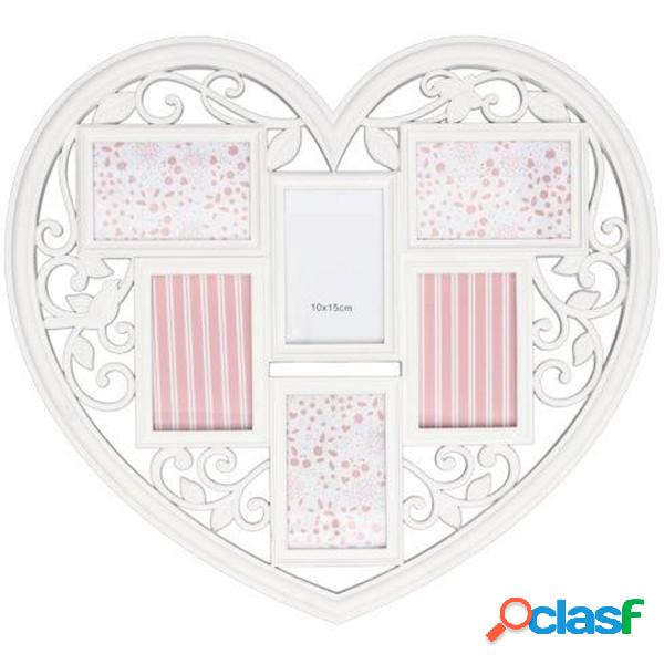 Trade Shop - Portafoto A Forma Di Cuore Bianco In Legno Con