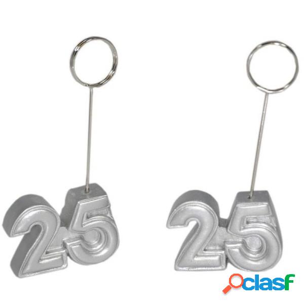 Trade Shop - Segnaposto 25 Argento 12 Pezzi Segna Posto Clip