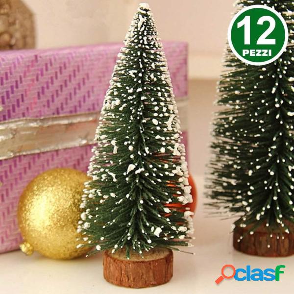 Trade Shop - Set 12 Alberelli Innevati Mini Albero Natale