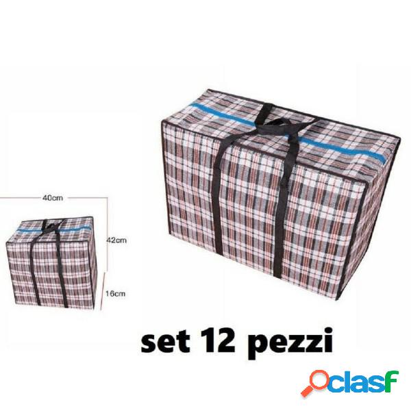Trade Shop - Set 12 Pezzi Buste Borse Per La Spesa Shopping