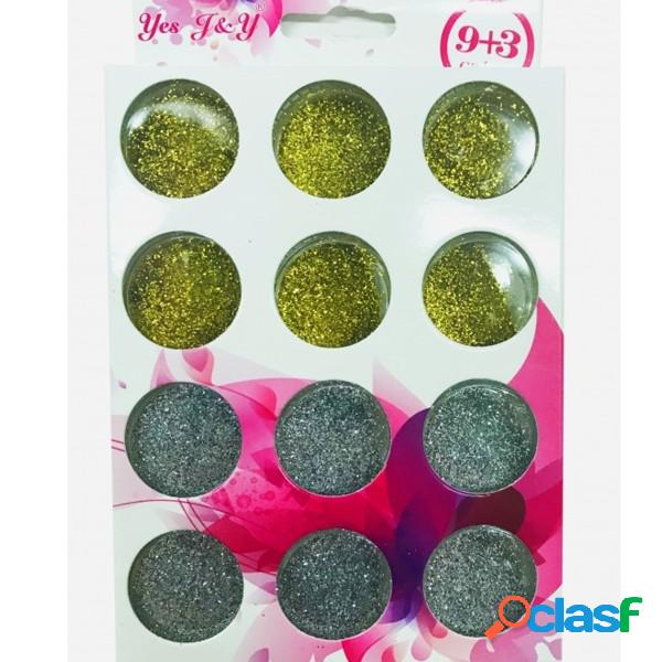 Trade Shop - Set 12 Pz Decorazione Unghie Glitter Oro