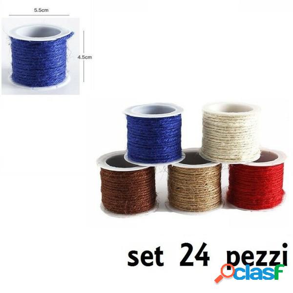 Trade Shop - Set 24 Pezzi Filati Di Lino Colorato 3mmx4,5mt