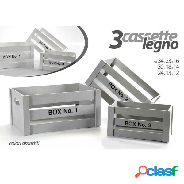Trade Shop - Set 3 Cassette Box Scatole In Legno Decorate