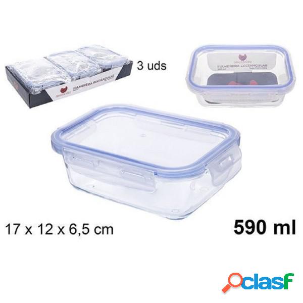Trade Shop - Set 3 Pz Contenitori Per Alimenti In Vetro Con
