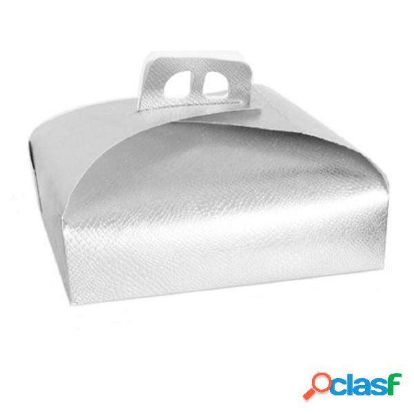Trade Shop - Set 3 Pz Scatola Porta Torta Argento 25x25cm