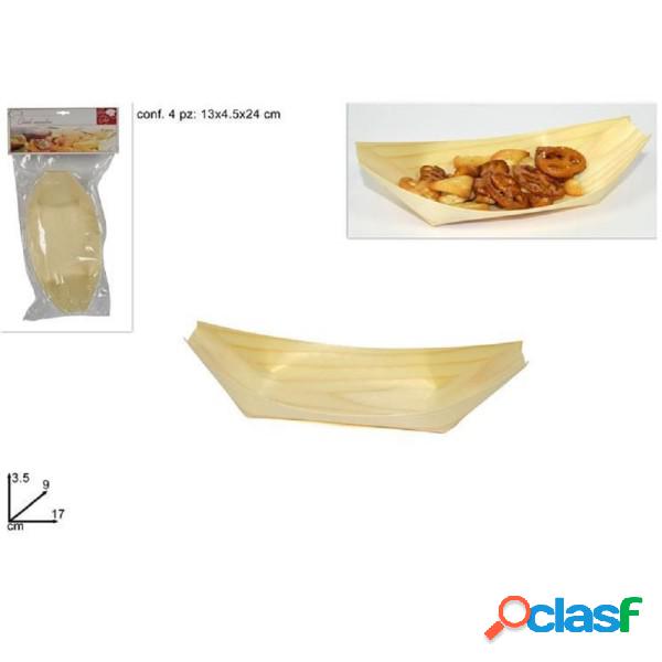 Trade Shop - Set 4 Pz Ciotole Piroghe Barchette 17 Cm Buffet