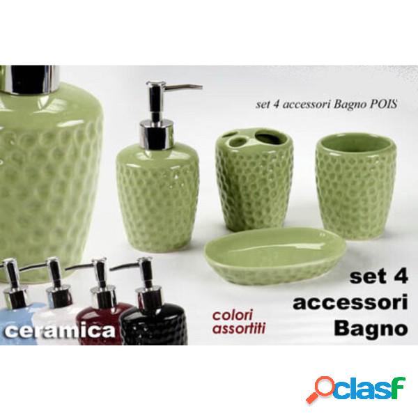Trade Shop - Set 4pz Accessori Bagno Dosatore Porta Sapone