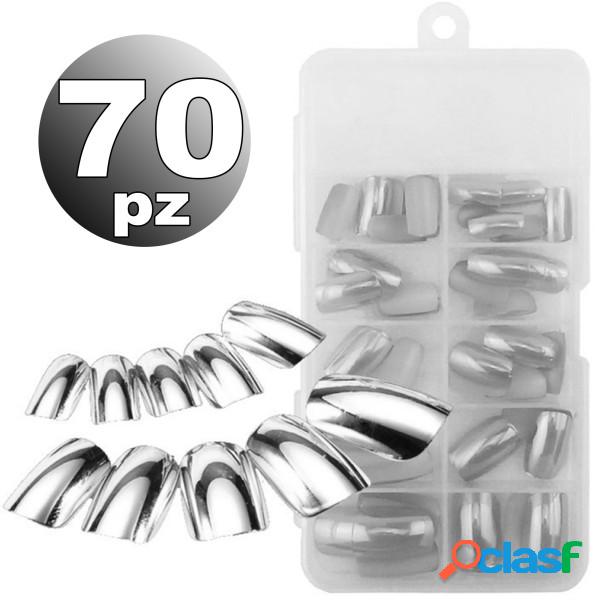 Trade Shop - Set 70 Tips Tip Per Mani Argento Mezze French