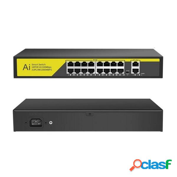 Trade Shop - Switch Di Rete Poe Ethernet 16 Porte 2fe Rj45