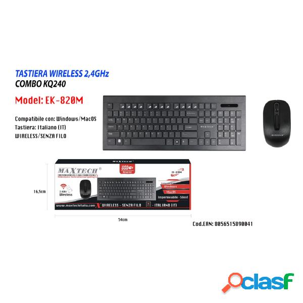 Trade Shop - Tastiera Mouse Wifi Wireless Impermeabile