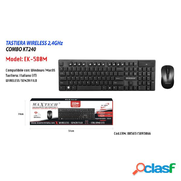 Trade Shop - Tastiera Wireless Mouse Wifi Impermeabile