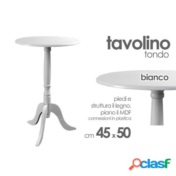 Trade Shop - Tavolo Tavolino 50x45cm Legno Tondo Bianco
