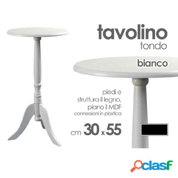 Trade Shop - Tavolo Tavolino Tondo Bianco In Legno 30x55 Cm