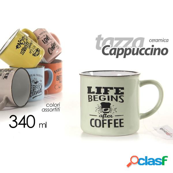 Trade Shop - Tazza Cappuccino Caffè Life In Ceramica 340ml