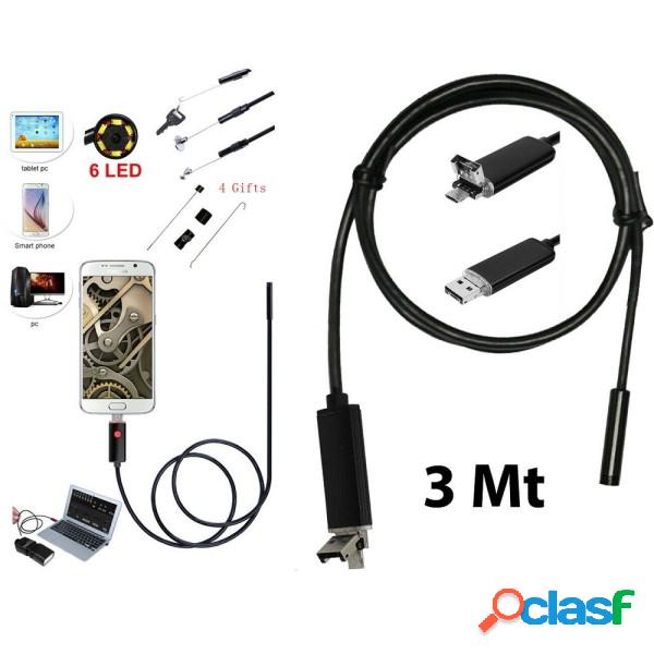 Trade Shop - Telecamera Endoscopica 6 Led Tubo Flessibile