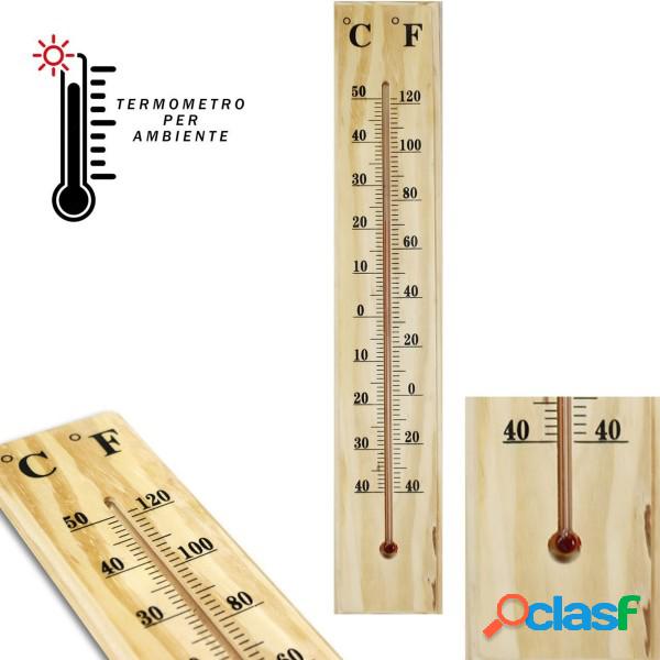Trade Shop - Termometro Interno Esterno Da Muro In Legno °c